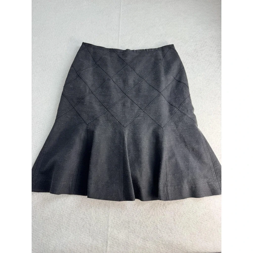 Chanel‎ Skirt Womens Medium Black Quilted Diamond Twill Trumpet Short Lined Mini